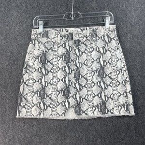 Frame Size 26 Le Mini Python Denim Skirt White Black Snakeprint Womens Cotton